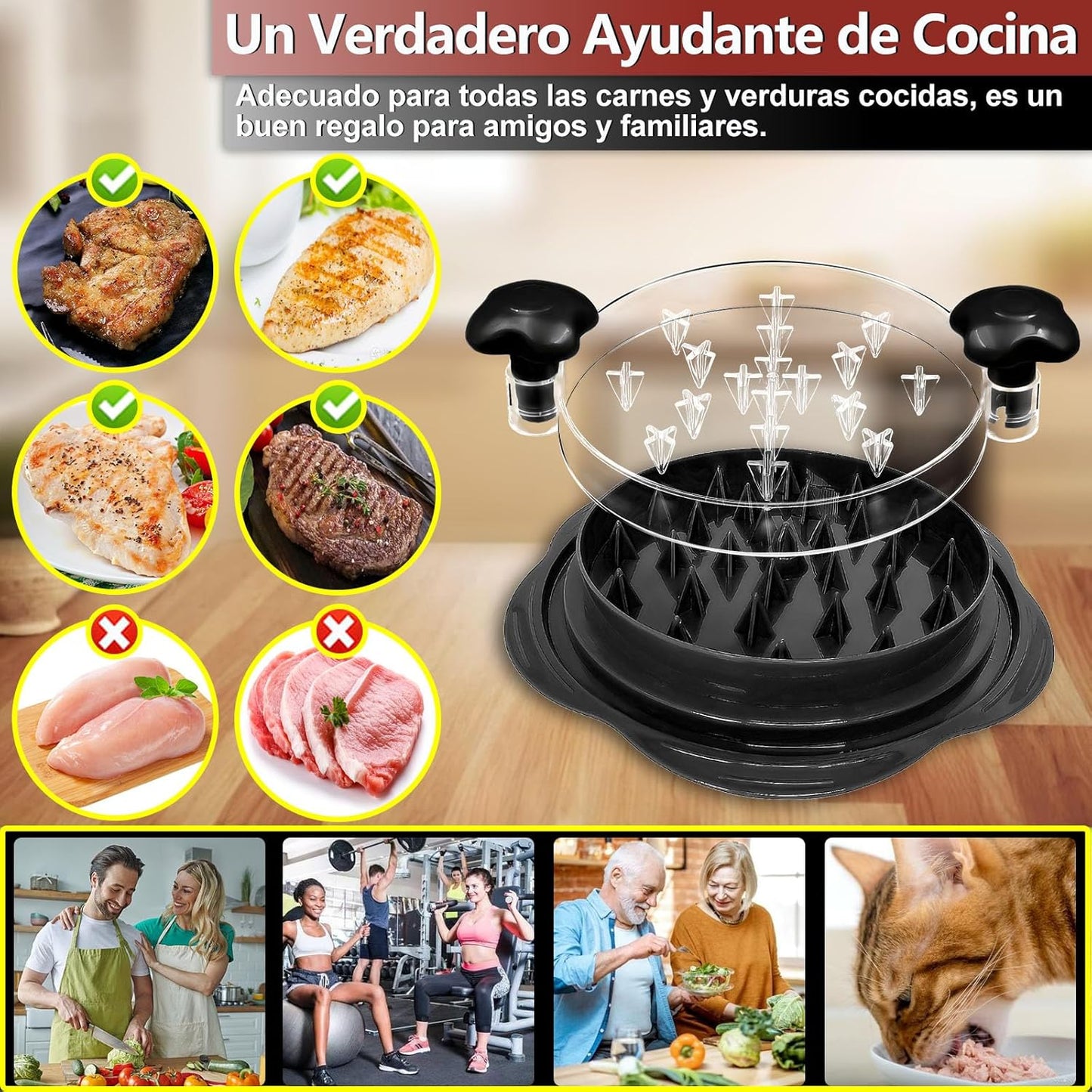 Deshilachador de Pollo Pro Dosify | Versión Mejorada con Tapa Transparente