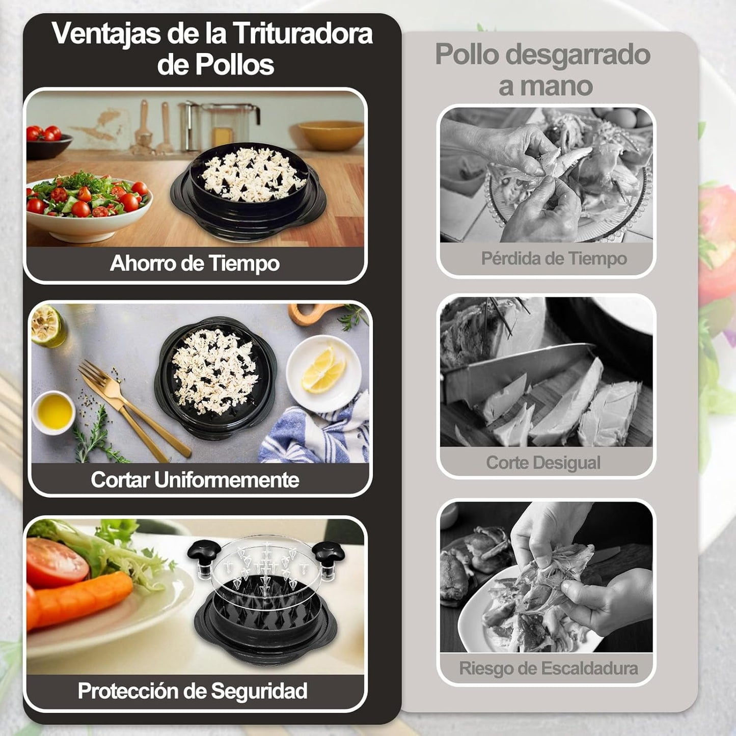 Deshilachador de Pollo Pro Dosify | Versión Mejorada con Tapa Transparente