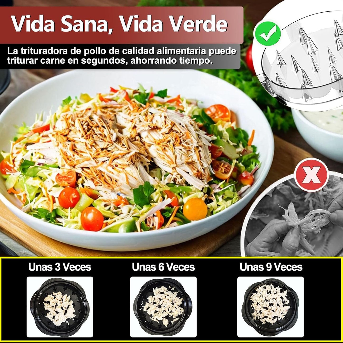Deshilachador de Pollo Pro Dosify | Versión Mejorada con Tapa Transparente