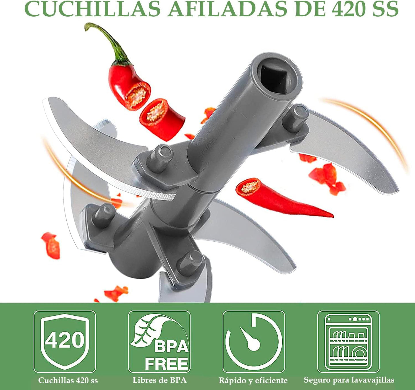 Procesador Manual de Alimentos Dosify | Pica Ajo, Verdura y Carne en Segundos