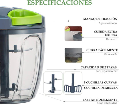 Procesador Manual de Alimentos Dosify | Pica Ajo, Verdura y Carne en Segundos