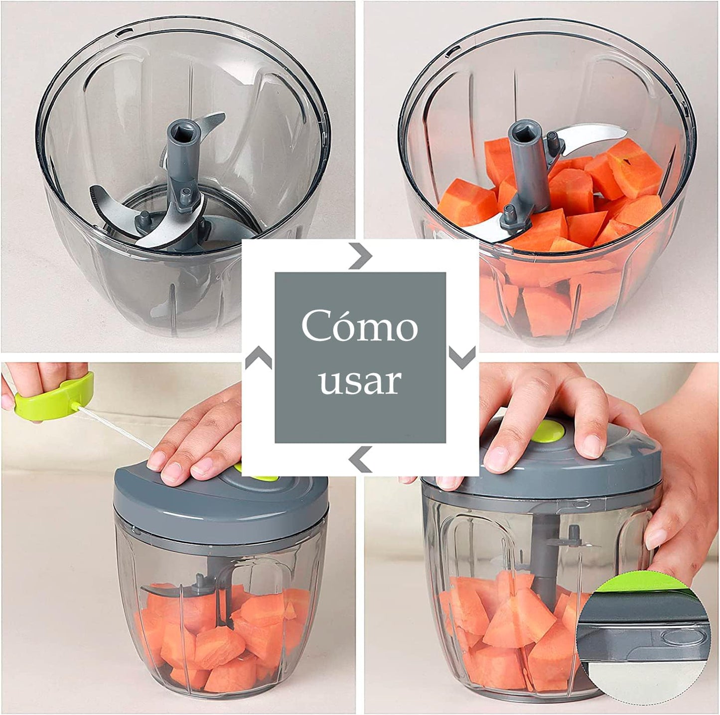 Procesador Manual de Alimentos Dosify | Pica Ajo, Verdura y Carne en Segundos